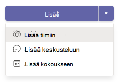 sovelluksen lisääminen avattavassa Teams-valikossa