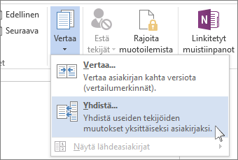 Vertaa-valikon Yhdistä-komento