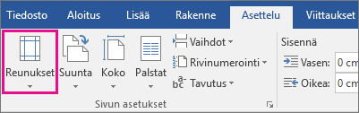 Asettelu-välilehden Reunukset-kohta näkyy korostettuna.