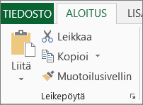 Aloitus-välilehden Kopioi- ja Liitä-painikkeet