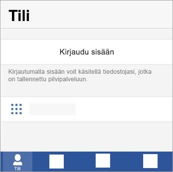 Kirjaudu sisään Microsoft-tililläsi tai Office 365:n työpaikan tai oppilaitoksen tilillä.