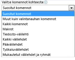 Valitse komennoista -luettelo