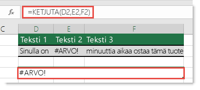 #ARVO! KETJUTA-toiminnon virhe