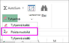 muotoilun poistaminen Poista muotoilut -painikkeen avulla