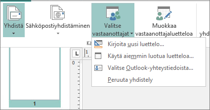 Postitukset-kohdan Valitse vastaanottajat -asetukset