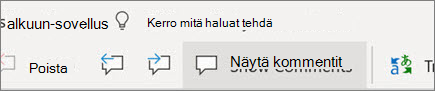 Kommenttien näyttäminen Wordin verkkoversiossa