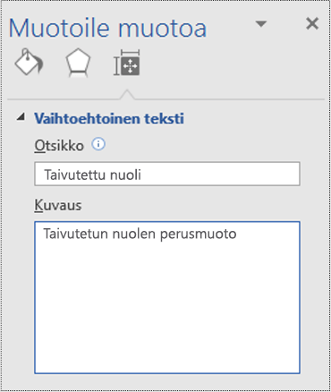 Perusmuodon vaihtoehtoinen teksti -valintaikkuna Visiossa.