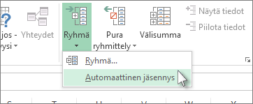 Napsauta nuolta Ryhmän alapuolella ja valitse sitten Automaattinen jäsennys