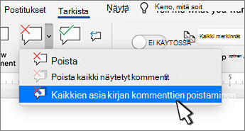 Kaikkien kommenttien poistaminen