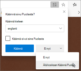 Valitse Älä koskaan käännä