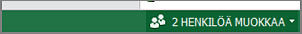ilmaisin, jossa näkyy laskentataulukon yhteismuokkaajien lukumäärä
