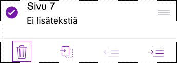 Sivun poistaminen OneNote for iOS -sovelluksessa