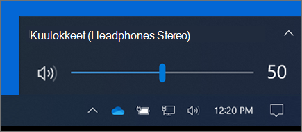 Äänenvoimakkuuden hallinta tehtäväpalkissa. 