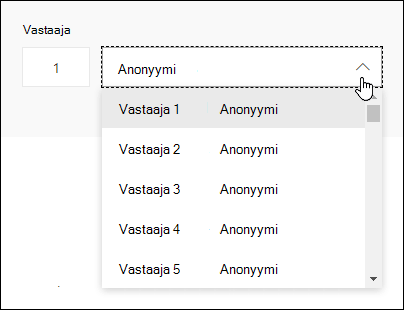 Vastaajien avattavan luettelon tarkasteleminen Microsoft Formsissa