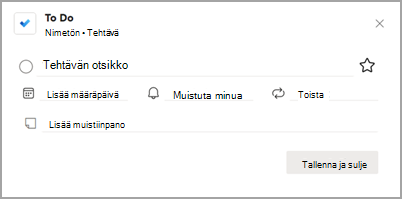 Näyttökuva To Do -ponnahdusikkunasta.