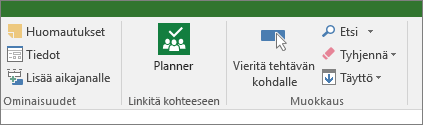 Kuva Planner-painikkeesta Tehtävä-valintanauhassa