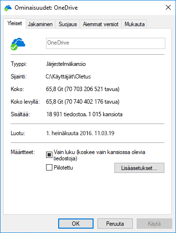 OneDrive-ominaisuudet