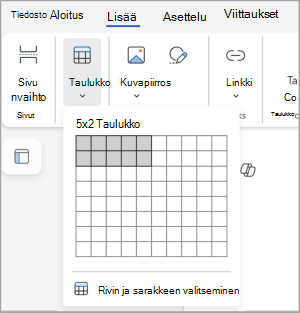 Taulukon lisääminen