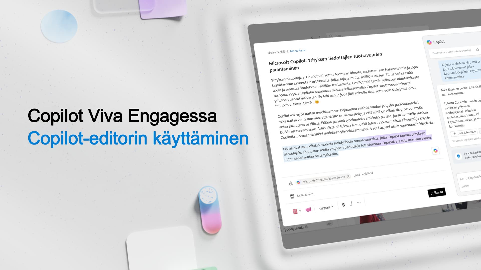 Video: Copilot-editorin käyttäminen Viva Engagessa