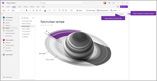 siirry onenote-näyttökuvassa seventeen.png