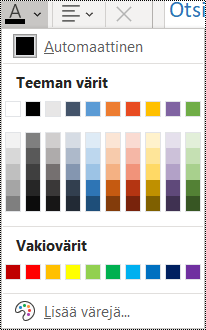 Näyttökuva Fontin väri -vaihtoehdosta Aloitus-valikossa.