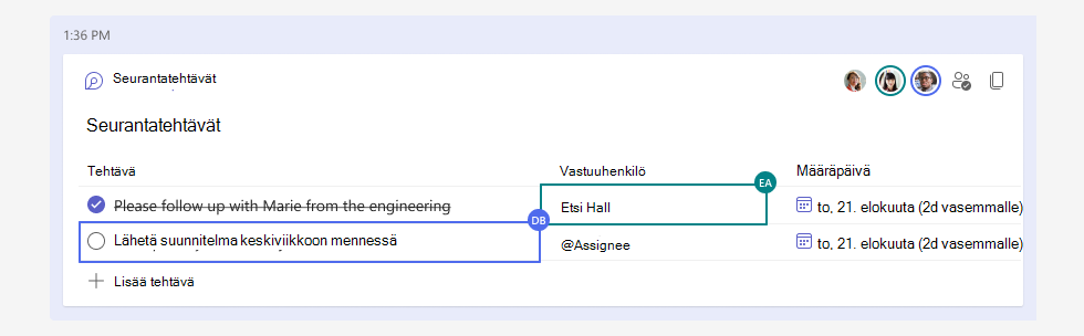 Silmukkatehtäväluettelo