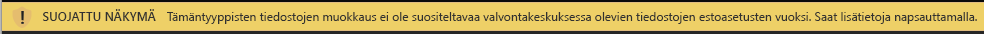 Suojattu näkymä tehostetun tiedostojen estämisen estämille tiedostoille ja kun muokkaaminen on sallittua