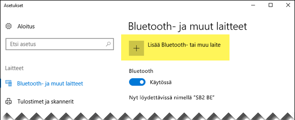 Bluetooth-laitteen lisääminen