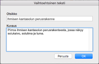 OneNoten Vaihtoehtoinen teksti -valintaikkuna Macissa.