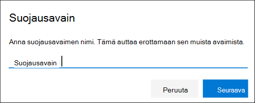 Suojaustietosivu, suojausavaimen nimeäminen