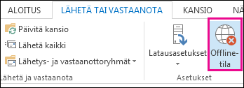 Lähetä tai vastaanota -välilehden Offline-tila -vaihtoehto