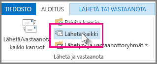 Lähetä kaikki -painike Outlook 2013:ssa