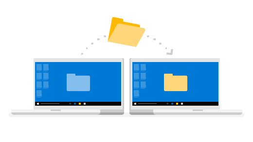 Kansio siirtymässä tietokoneesta toiseen