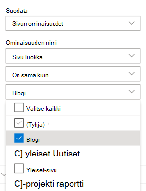 Suodatinjoukon arvoksi Blogit Uutiset-www-osaruudussa