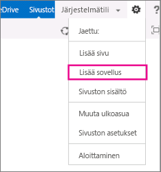 Sovelluksen (luettelo, kirjasto) lisääminen