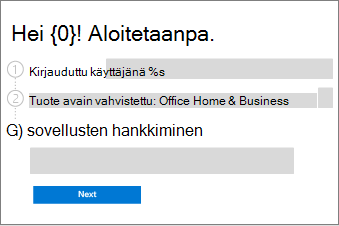 Näyttää, miten lunastusprosessi suoritetaan loppuun valitsemalla Seuraava-painike.