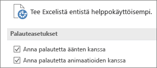 Osittainen näkymä Excelin Aputoiminnot-asetuksista