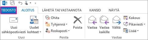 Outlook Desktop -valintanauha näyttää tältä.
