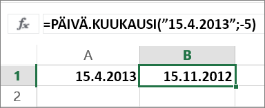 Kuukausien vähentäminen päivämäärästä