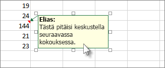 Siirrä kommenttiruutua tai muuta sen kokoa napsauttamalla sen reunaa