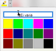 Tekstin korostuskynäpainike ja värivalikoima