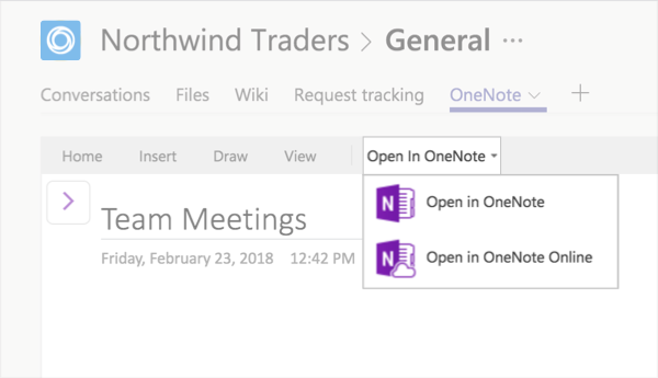 OneNote-välilehti, jossa Muokkaa OneNotessa on valittuna