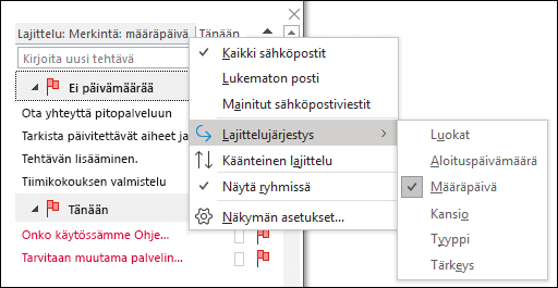 Tehtävien järjestäminen