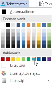 Tekstin täyttövärin valitseminen