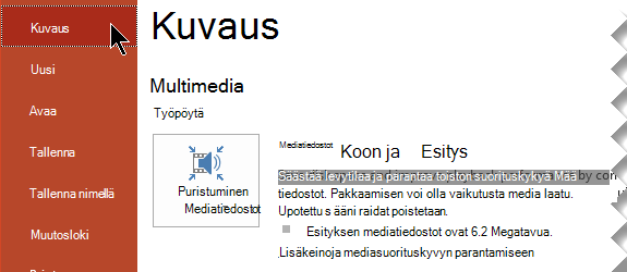 Valitse Pakkaa media.