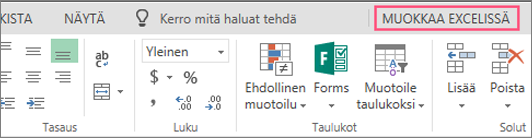 Painike muokkaamiseen Excelissä
