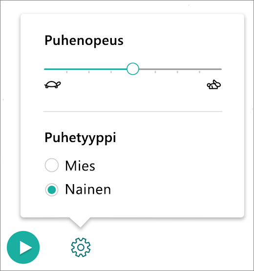 Syventävän lukuohjelman Ääniasetukset-valikko