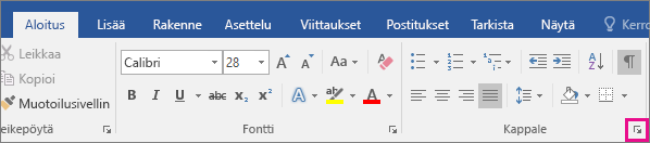 Nuoli, joka avaa Kappale-valintaikkunan, on korostettuna Aloitus-välilehdessä.