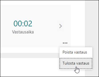 Microsoft Formsin Tulosta vastaus-vaihto ehto