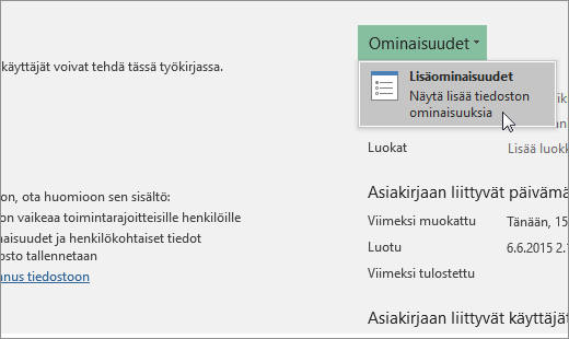 Lisäominaisuudet